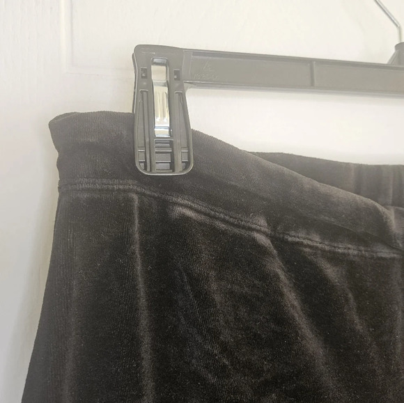 Calvin Klein Black Velvet Wide Leg Pull On Athleisure Pants Cottom Blend L GUC - Picture 4 of 11